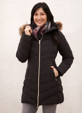 Nuage - Manteau avec capuche en fourrure recyclée, Noir