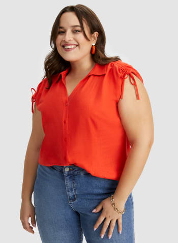 Shirt Collar Blouse, Tangerine