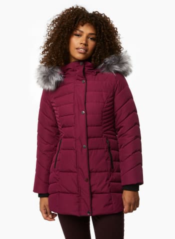 Recycled Quilted Vegan Down Coat, Pink