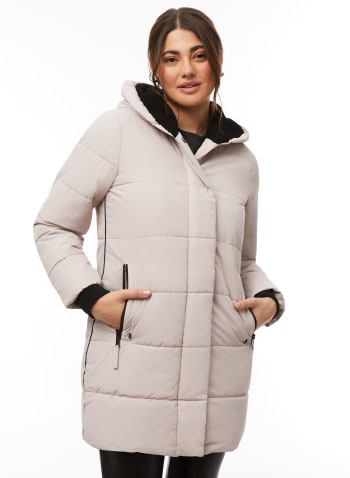 Vegan Down Quilted Coat, Off White