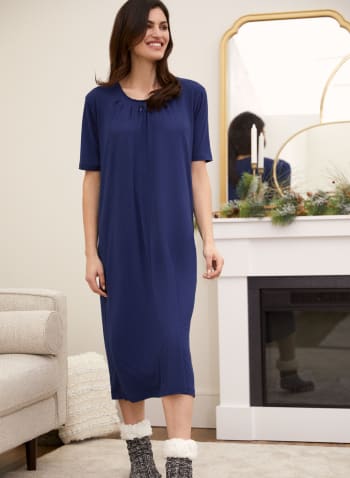 Pleat Detail Nightgown, Cool Blue