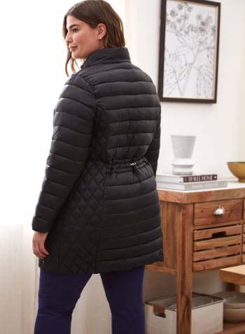 Recycled Quilted Vegan Down Coat, Black