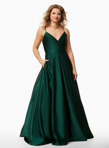 Sleeveless Sweetheart Neck Dress, Green