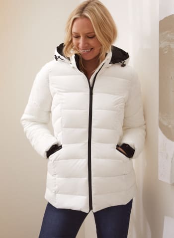 Recycled Stretch Vegan Down Coat, White