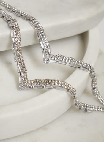 Double Row Crystal Necklace, Silver