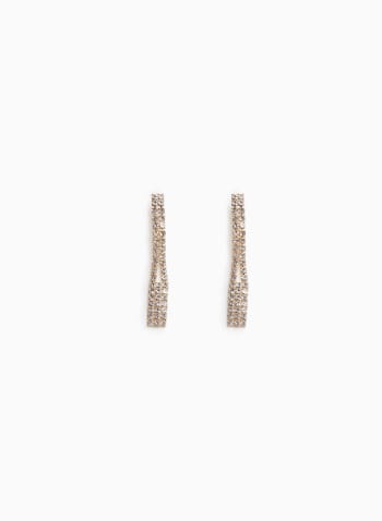 Linear Crystal Dangle Earrings, Gold