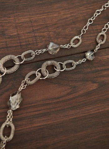 Bead & Ring Insert Chain Necklace, Grey