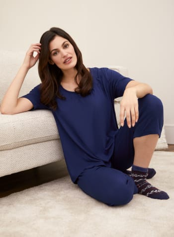 Pleated Detail Pyjama Set, Cool Blue