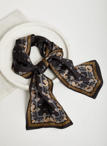 Paisley Print Tie Scarf, Black