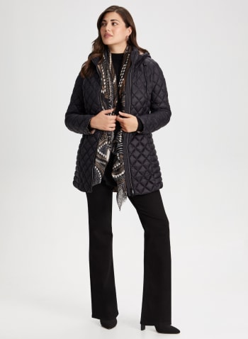 Packable Quilted Coat, Black