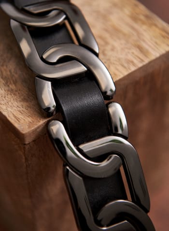 Chain Link Detail Belt, Black
