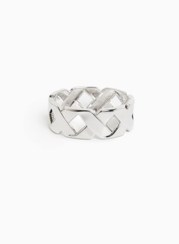 Woven Bangle Bracelet, Silver