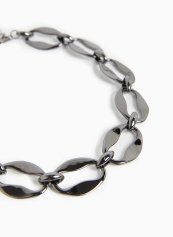 Large Chain Link Necklace, Charcoal