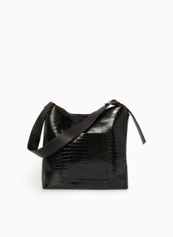 Croco Textured Bag, Black