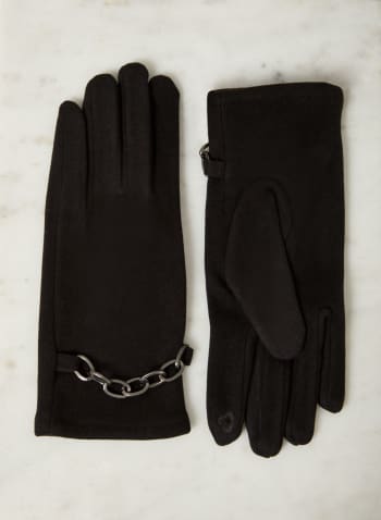 Chain Link Detail Gloves, Black