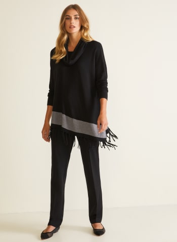 Asymmetric Cowl Neck Sweater, Black Pattern