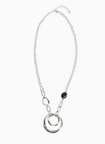 Double Ring Pendant Necklace, Silver