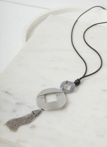 Tassel Pendant Necklace, Grey