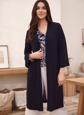 Open Front Cardigan, Blue