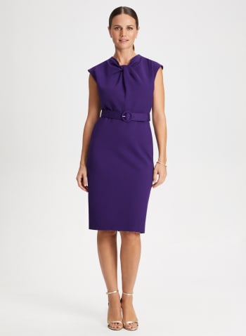 Twist Neck Detail Sheath Dress, Light Purple