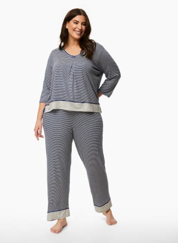 Stripe Print Pyjama Set, Blue Pattern
