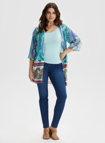 Paisley Print Open Front Top, Blue Pattern