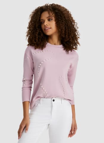 Pearl Detail Sweatshirt, Dawn Pink 