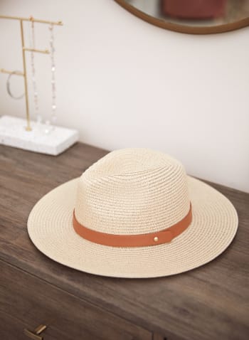 Chapeau Panama à ceinture décorative, Brun