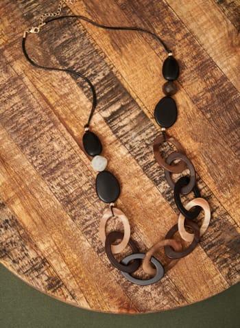 Resin Ring & Stone Necklace, Brown