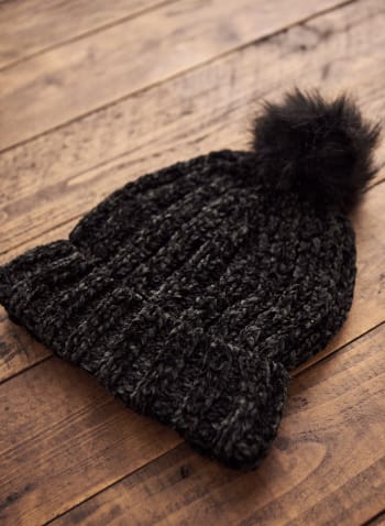 Pompom Detail Hat, Black