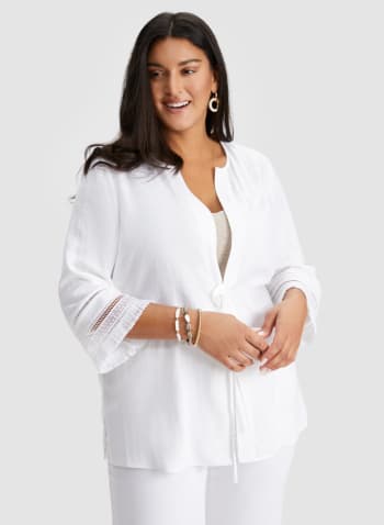 Button Front Top, White