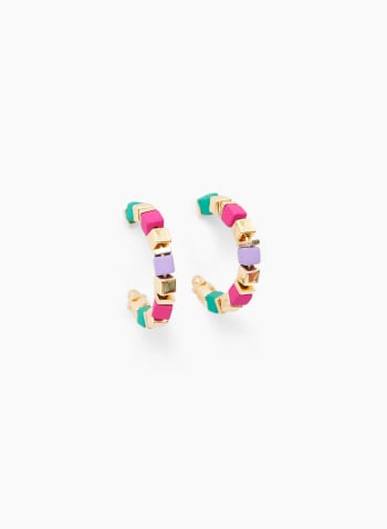 Multi-Colour Open Hoop Earrings, Multicolour
