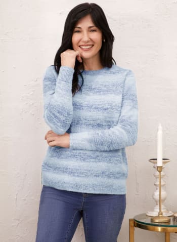 Stripe Gradient Motif Sweater, Blue