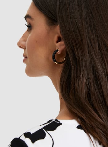 Textured Hoop Earrings, Black