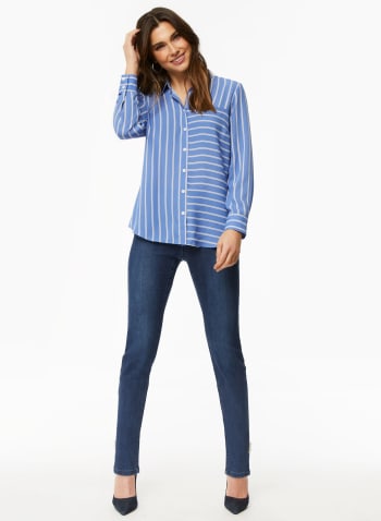 Stripe Print Shirt, Blue Pattern
