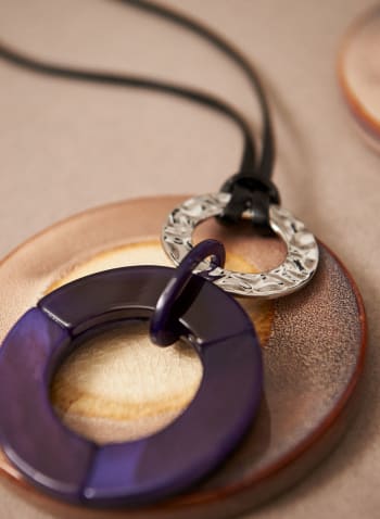 Linked Ring Pendant Necklace, Purple