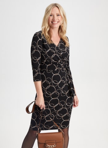 Circle Print Dress, Black Pattern