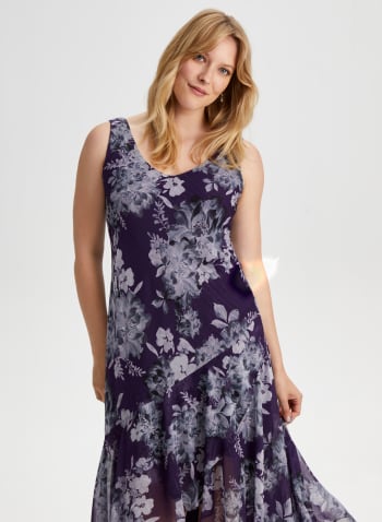 Floral Print Dress & Jacket Set, Purple Pattern