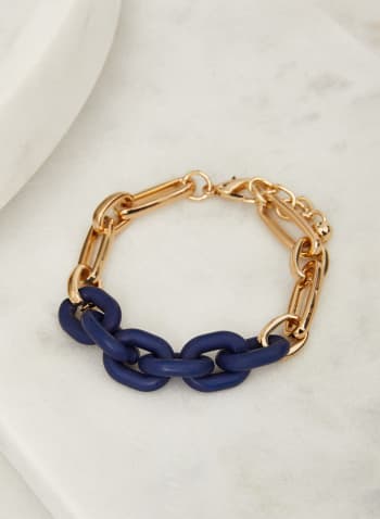 Two-Tone Chain Link Bracelet, Blue
