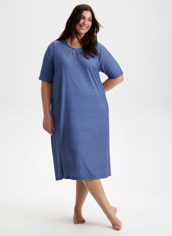 Zigzag Print Nightgown, Blue Pattern