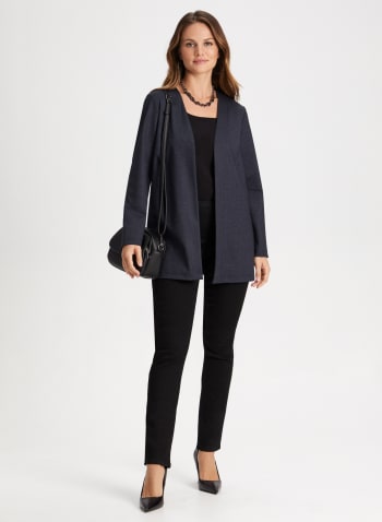 Long Sleeve Open Front Jacket, Gray