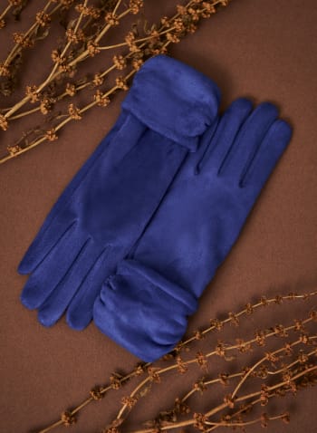 Faux Suede Gloves, Cool Blue