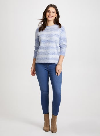 Stripe Gradient Motif Sweater, Blue Pattern