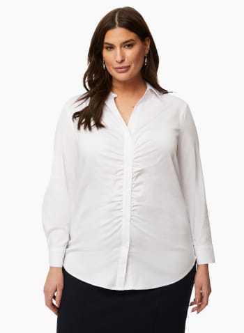 Pleated Detail Button Down Blouse, White