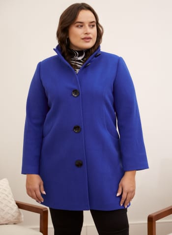 Stretch Wool Blend Coat, Royal Blue
