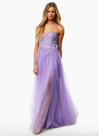 Embellished Corset Detail Gown, Lilac