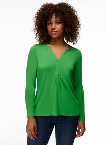 3/4 Sleeve Button Detail Top, Kelly Green
