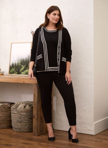 Contrast Stripe Sweater Cami, Black