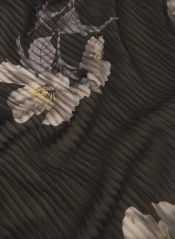 Foulard plissé à motif floral, Noir