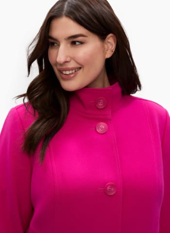 Button Detail Trench Coat, Deep Pink